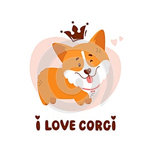 Corgi vector illustration. Cute dog and hand drawn lettering quote