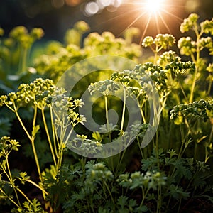 Coriander, fresh herbs leaves seasoning for cooking ingredient