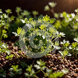 Coriander, fresh herbs leaves seasoning for cooking ingredient