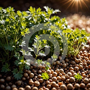 Coriander, fresh herbs leaves seasoning for cooking ingredient