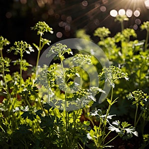 Coriander, fresh herbs leaves seasoning for cooking ingredient