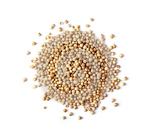 Coriander seeds isolated on white background.