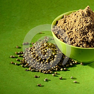 Coriander seeds and Powdered coriander