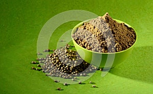 Coriander seeds and Powdered coriander