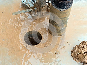 Coring machine in construction work