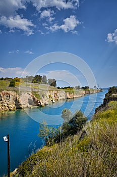 Corinth Canal, tidal waterway across the Isthmus of Corinth in Greece, joining the Gulf of Corinth with the Saronic Gulf