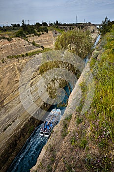 Corinth Canal, tidal waterway across the Isthmus of Corinth in Greece, joining the Gulf of Corinth with the Saronic Gulf