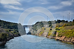 Corinth Canal, tidal waterway across the Isthmus of Corinth in Greece, joining the Gulf of Corinth with the Saronic Gulf