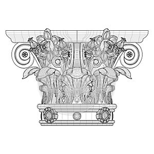 Corinthian Capital Column Vector. Illustration Isolated On White Background. A vector illustration.