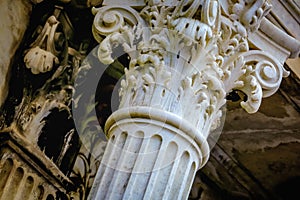 Corinthian greek architectural column detail, Buenos Aires, Argentina