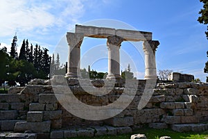 Corinthian order columns in ancient Corinth.