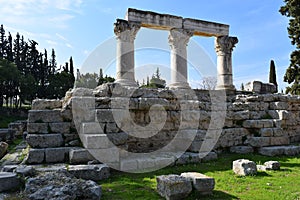 Corinthian order columns in ancient Corinth.