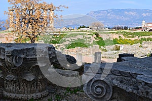 Corinthian order columns in ancient Corinth.