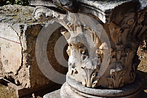 Corinthian order columns in ancient Corinth. photo