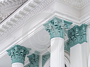 Corinthian order columns, architectural detail of Organ Hall building Sala cu Orga, Chisinau