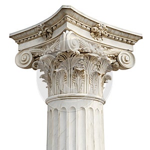 Corinthian white stone column isolated