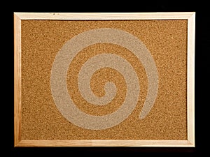 Cork board on black background