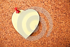 Cork board with heart post-it