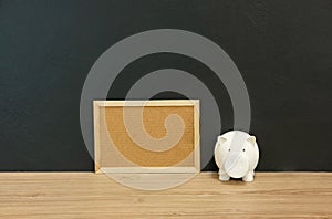 cork board piggy bank. money saving finance investment concept