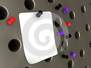 Cork Board Pin Holding a Note