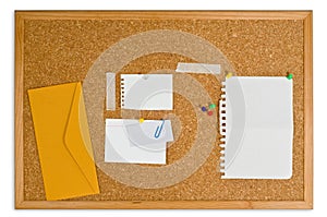 Cork board with pinned notes