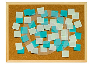 Cork board with sticky notes