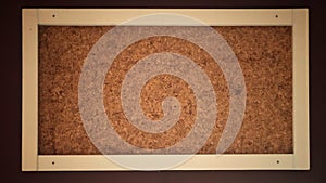 Cork board in wooden frame vintage color backgrounds and texture
