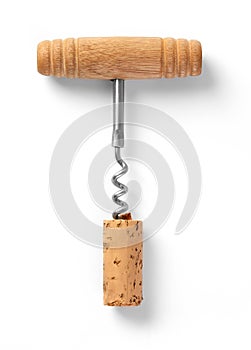Cork screw on white photo