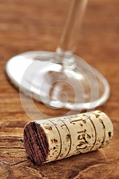 Cork and glass of italian red wine