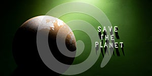 Cork globe with text `Save the Planet`