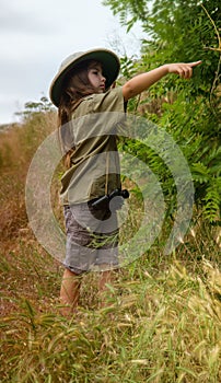 Cork helmet girl in nature