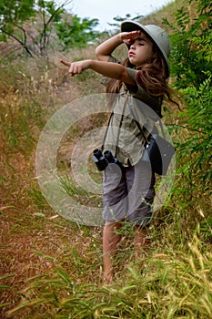 Cork helmet girl in nature