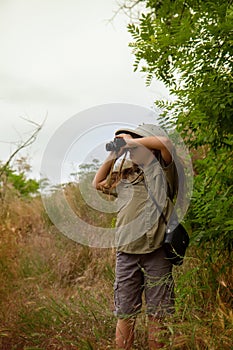 Cork helmet girl in nature