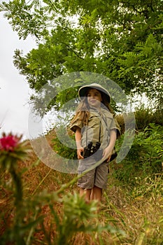 Cork helmet girl in nature