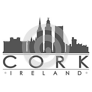 Cork Ireland Europe Euro Icon Vector Art Design Skyline Flat City Silhouette Editable Template
