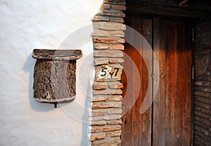 Cork letter box in a rustic house