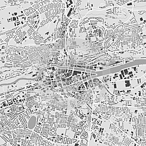 Cork map, Ireland. Grayscale city map, vector streetmap