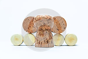 Cork and pyramid made of bottle corks