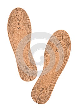 Cork shoe insoles, isolated on white