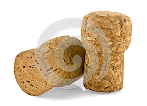 Cork stoppers isolated on white background close up