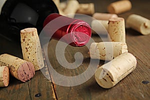 Cork wine and bottle of wine