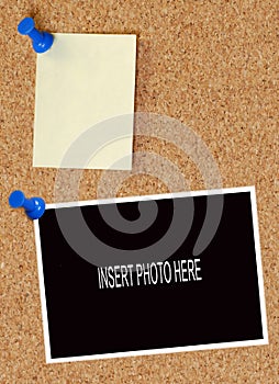 Corkboard with note and photo