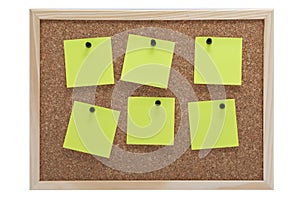 Corkboard with notes and pins