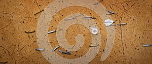 Corkboard with Staples and Thumb Tack for Posting Notices