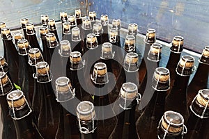 Corked bottles in a drawer