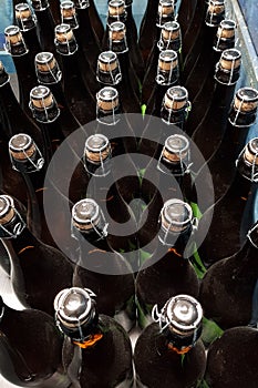 Corked bottles in a drawer