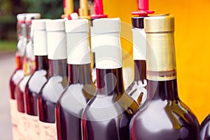 Corked bottles of wine