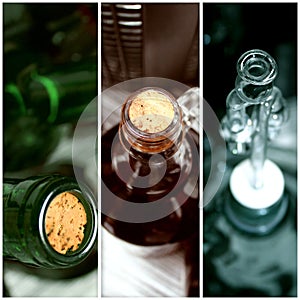 Corked Wine bottles in the cellar