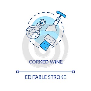Corked wine concept icon. Vintage alcohol drinks degustation, winetasting idea thin line illustration. Closed bottle and
