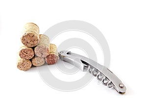 Corks in the shape of a pyramid.